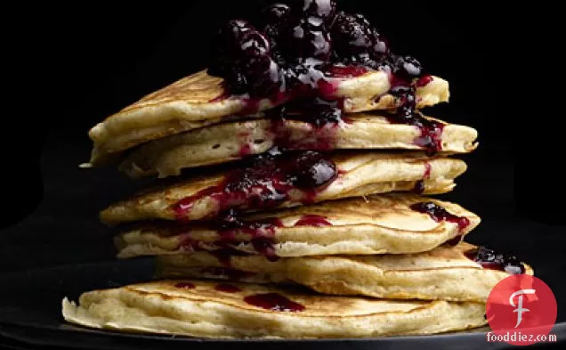 Oatmeal Pancakes with Wild Blueberry Sauce