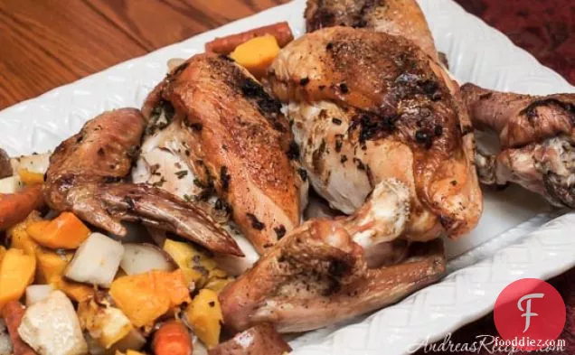 Roast Turkey With Root Vegetables And Gravy