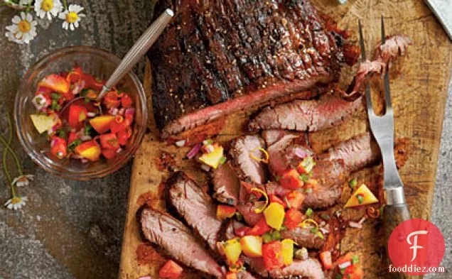 Grilled Molasses Flank Steak with Watermelon Salsa