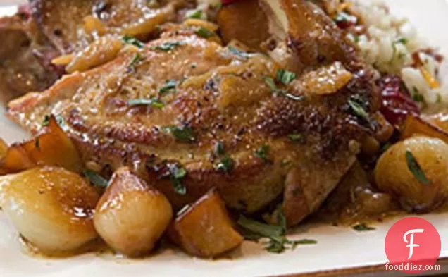 Cider-Braised Pheasant with Pearl Onions and Apples