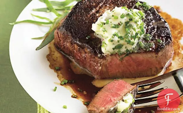 Porcini-Crusted Filet Mignon with Fresh Herb Butter