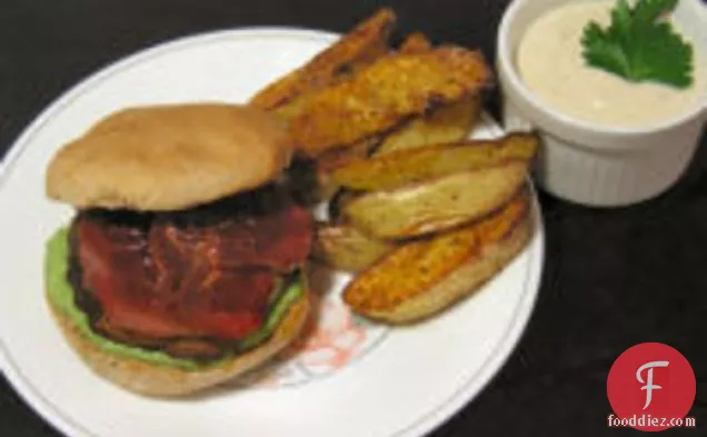 Meat Lite: Portobello Burgers with Crispy Prosciutto and Arugula Mayo