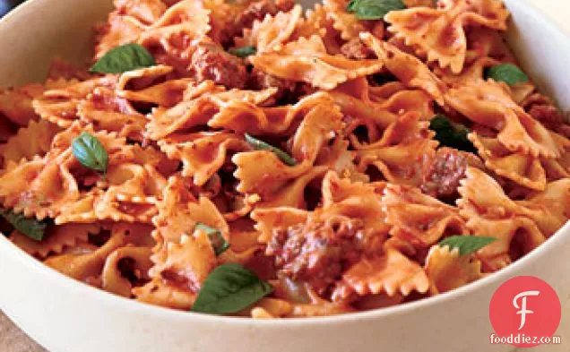 Farfalle with Sausage, Tomatoes, and Cream