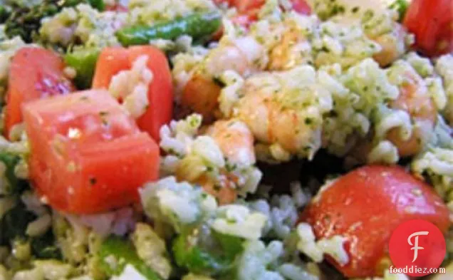 Dinner Tonight: Rice Salad with Pesto and Shrimp