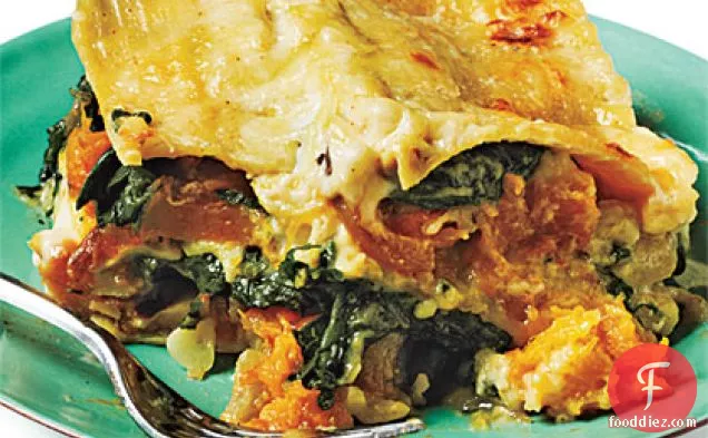 Butternut Squash, Caramelized Onion, and Spinach Lasagna