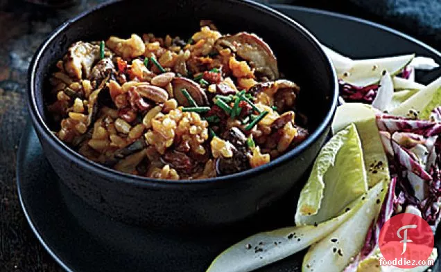 Pumpkin-Shiitake Risotto with Pancetta and Pine Nuts