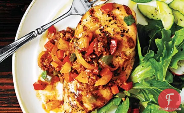 Pan-Grilled Chicken with Chorizo Confetti