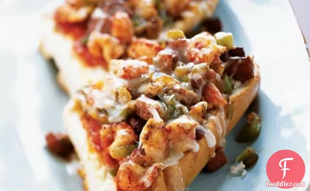 Spicy Crawfish and Andouille Pizza on French Bread