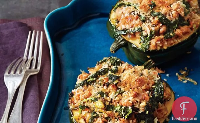 Acorn Squash with Kale and Sausage