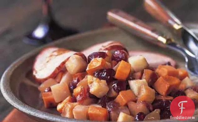 Roasted Turnips, Sweet Potatoes, Apples, and Dried Cranberries