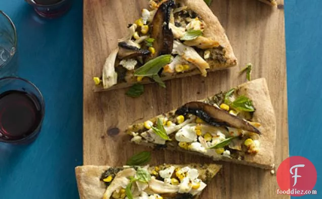 Chicken and Goat Cheese Pizza With Fresh Herbs