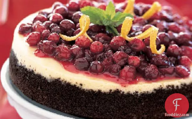 Cranberry-Orange Cheesecake with Chocolate Crust