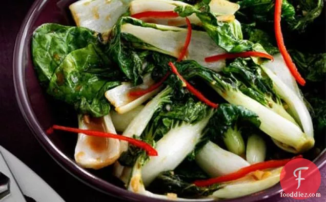 Bok choi with oyster sauce & chilli