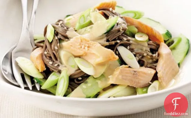 Smoked trout & cucumber sesame noodles