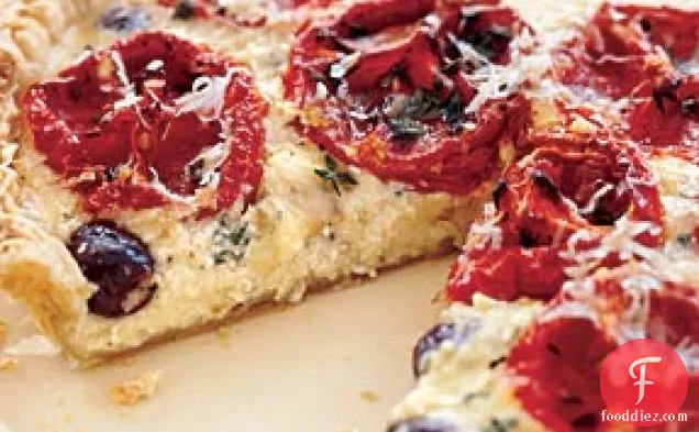 Oven-Dried Tomato Tart with Goat Cheese and Black Olives