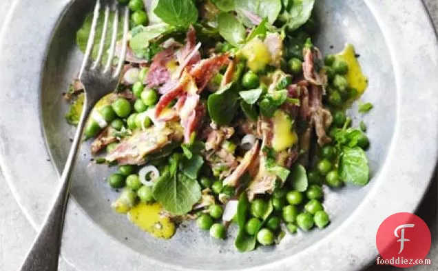 Pea, ham hock & watercress salad