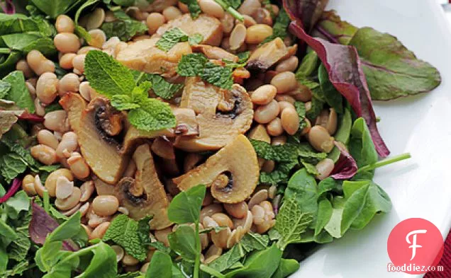 Mushrooms, Soya Beans And Mint