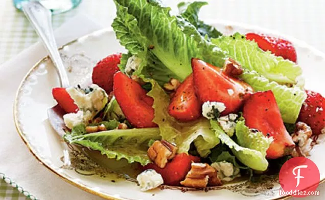 Romaine with Toasted Pecans and Pickled Strawberries