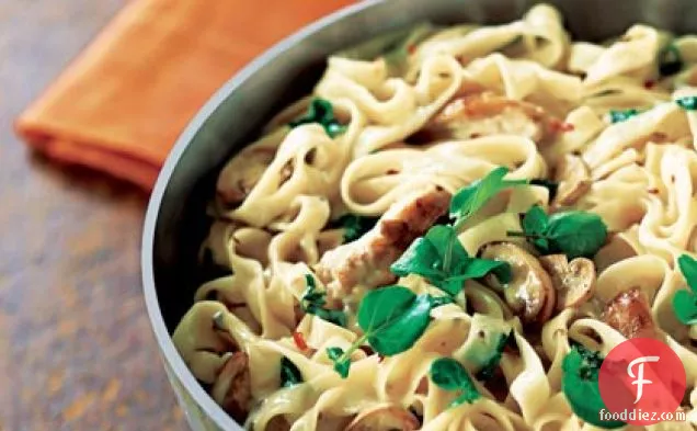 Chicken Fettuccine with Mushroom Brie