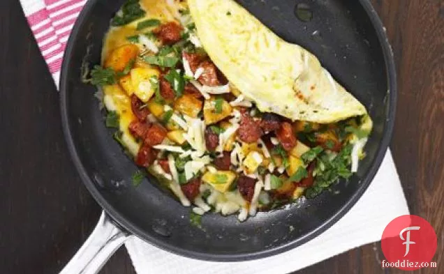 Chorizo, potato & cheese omelette