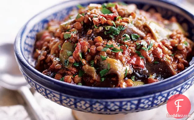 Eggplant and Lentil Stew with Pomegranate Molasses