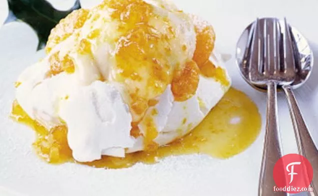 Tangerine curd ice cream with marshmallow meringues