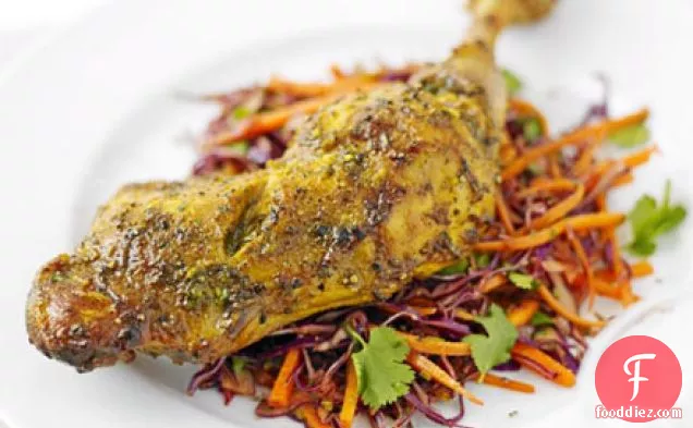 Easy Indian chicken with coleslaw