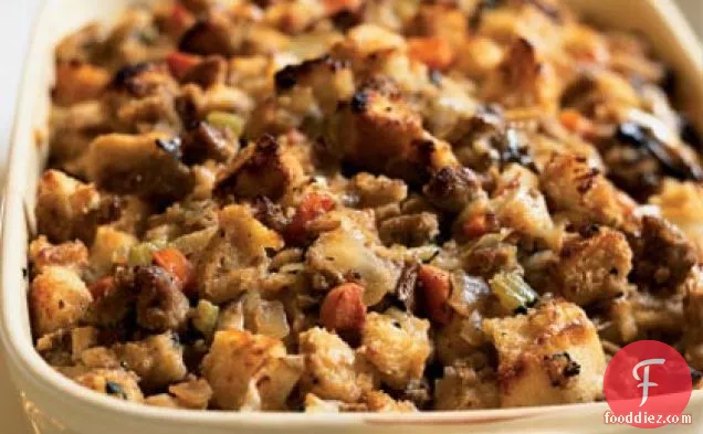 Sourdough Stuffing with Pears and Sausage