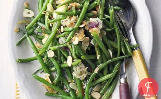Green beans with shallots, garlic & toasted almonds