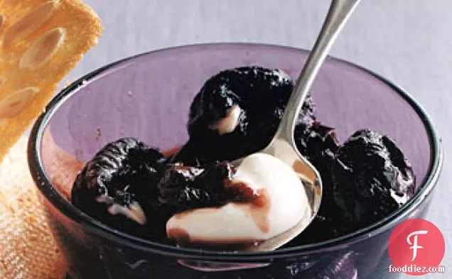 Prunes in Wine with Toasted-Almond Cookies