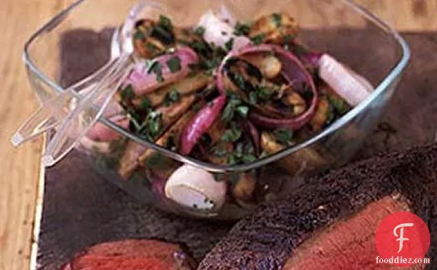 Grilled red onion & potato salad