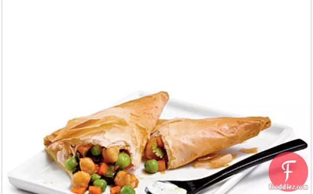 Spicy Chickpea Samosas with Raita
