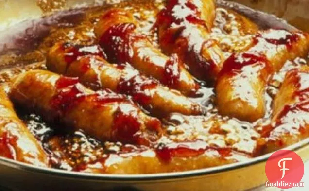 Sausages with sticky onion gravy