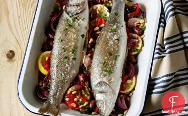 Italian baked sea bass