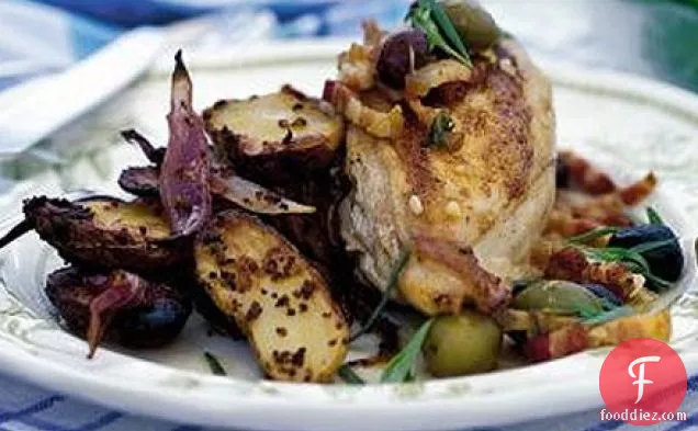 Chicken with tarragon, garlic & olives