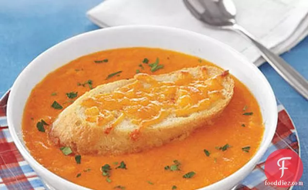 Tomato Soup with Cheddar Croutons