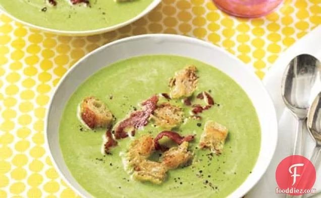 Spring Pea Soup with Frizzled Ham