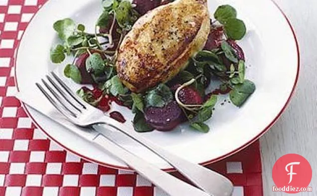 Chicken with beetroot & watercress