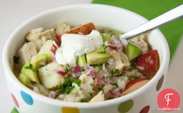 चिकन चावल एवोकैडो सूप