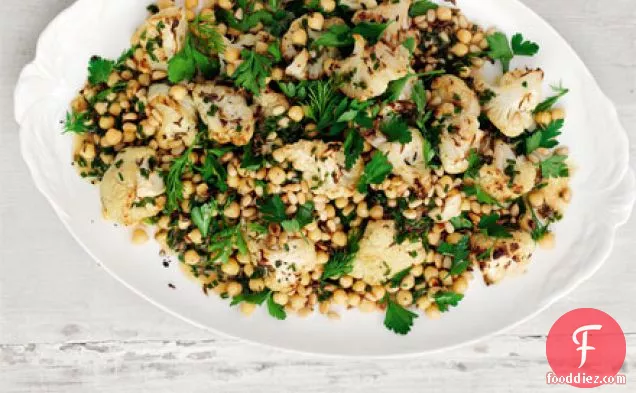 Spiced cauliflower with chickpeas, herbs & pine nuts