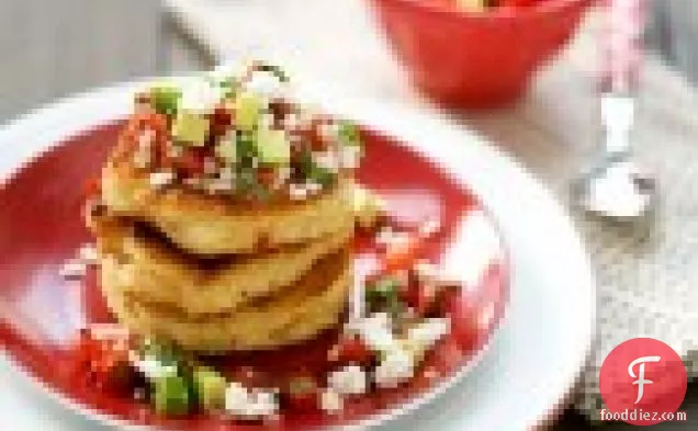 Fresh Corn Cakes With Avocado And Goat Cheese Salsa