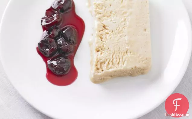 Peanut butter parfait with cherry compote
