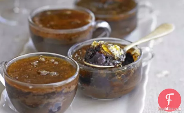 Chocolate brownie & boozy cherry brûlées