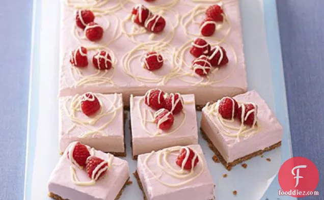 Frozen raspberry & white choc cheesecake