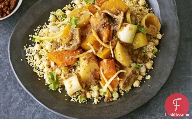 Vegetable couscous with chickpeas & preserved lemons