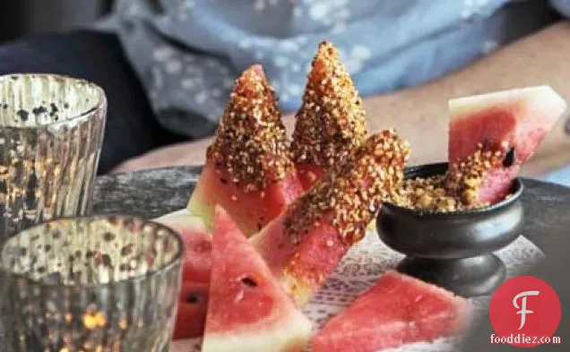 Watermelon with dukkah dip