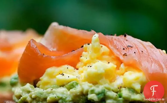 Open Face Sandwiches With Avocado, Egg And Smoked Salmon