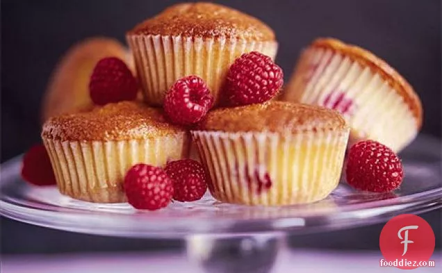 Warm raspberry cupcakes with orange sugar drizzle