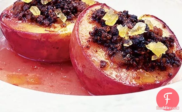 Chocolate & ginger baked peaches
