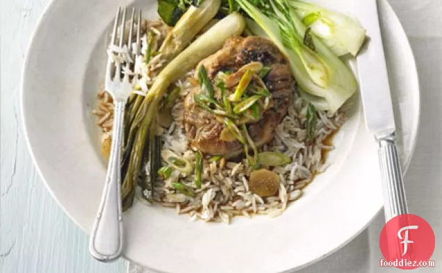 Chinese braised pork with double spring onions